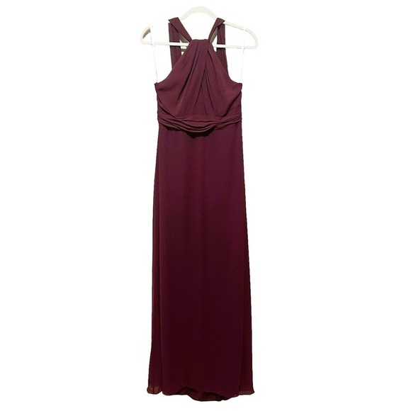 Jenny Packham NWT JP1034 Halter Chiffon Sleeveless Bridesmaid Dress Cabernet 10 - Picture 4 of 9